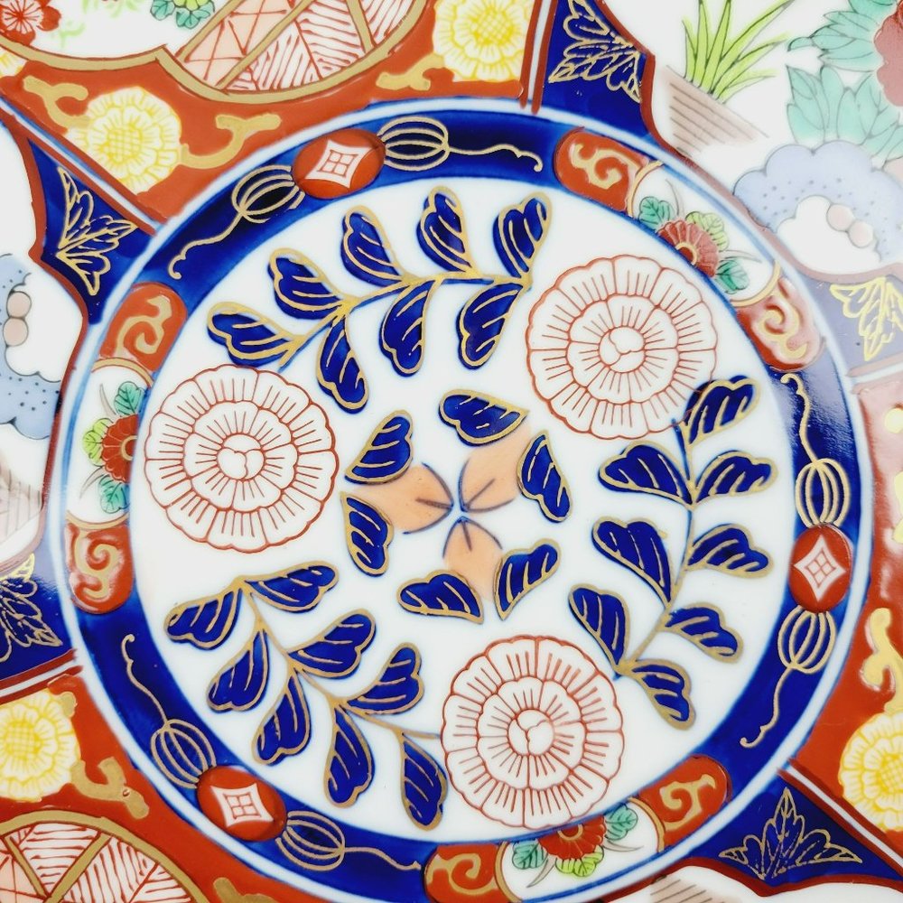 Gold Imari Hand Painted 12" Wall Plate Vintage Japanese Floral & Bird Wall Decor - Picture 5 of 11